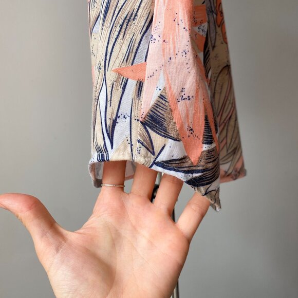 🌿Y2k Vintage Light Orange & Tan Tropical Print Short Sleeves Button-Down Shirt - Picture 5 of 5